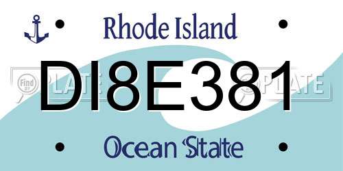 DI8E381 Rhode Island License Plate