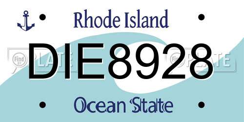 DIE8928 Rhode Island License Plate