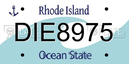 DIE8975 Rhode Island License Plate