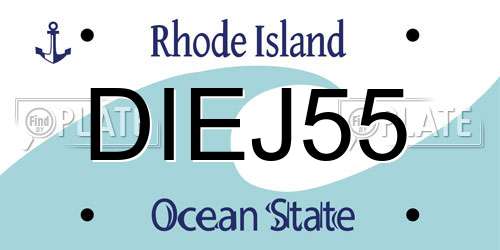 DIEJ55 Rhode Island License Plate