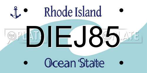 DIEJ85 Rhode Island License Plate
