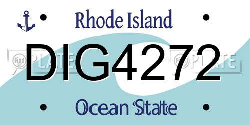 DIG4272 Rhode Island License Plate