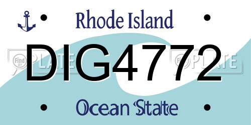 DIG4772 Rhode Island License Plate