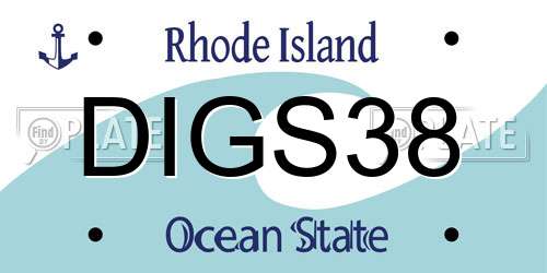 DIGS38 Rhode Island License Plate