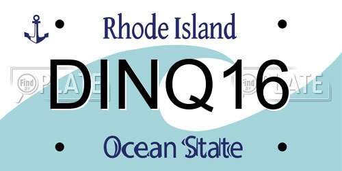 DINQ16 Rhode Island License Plate