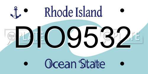 DIO9532 Rhode Island License Plate
