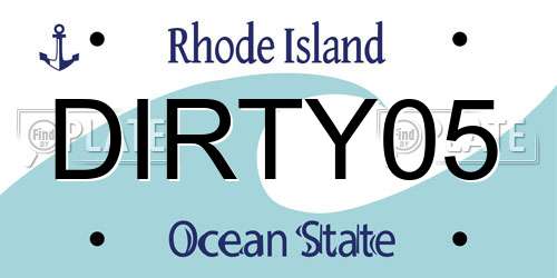DIRTY05 Rhode Island License Plate