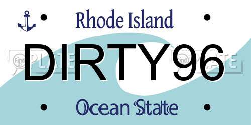 DIRTY96 Rhode Island License Plate
