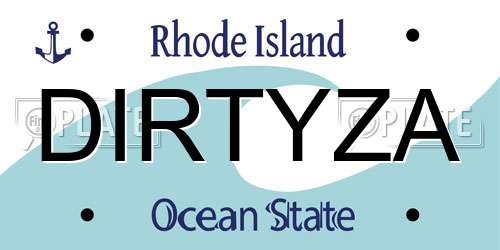 DIRTYZA Rhode Island License Plate