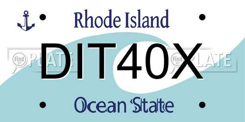 DIT40X Rhode Island License Plate