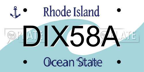 DIX58A Rhode Island License Plate
