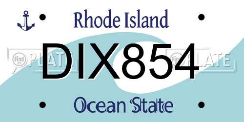 DIX854 Rhode Island License Plate