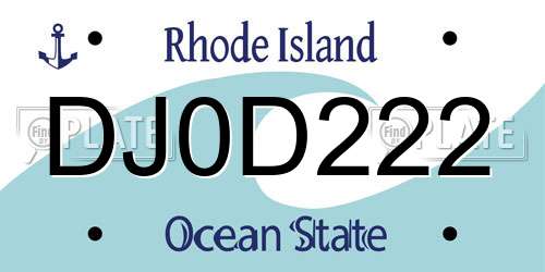DJ0D222 Rhode Island License Plate
