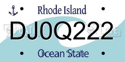 DJ0Q222 Rhode Island License Plate