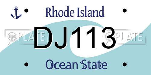 DJ113 Rhode Island License Plate