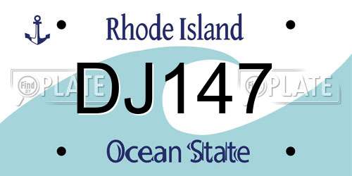 DJ147 Rhode Island License Plate