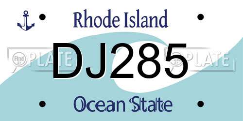 DJ285 Rhode Island License Plate