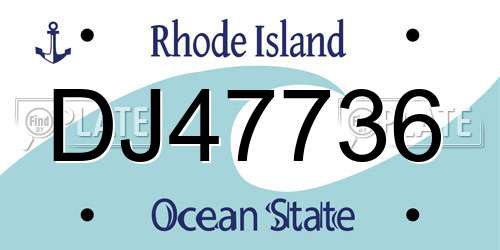 DJ47736 Rhode Island License Plate