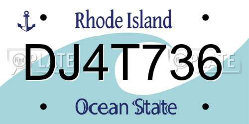 DJ4T736 Rhode Island License Plate