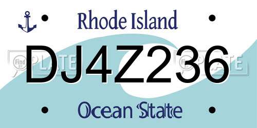 DJ4Z236 Rhode Island License Plate
