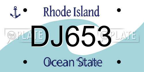 DJ653 Rhode Island License Plate