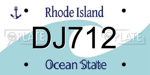 DJ712 Rhode Island License Plate
