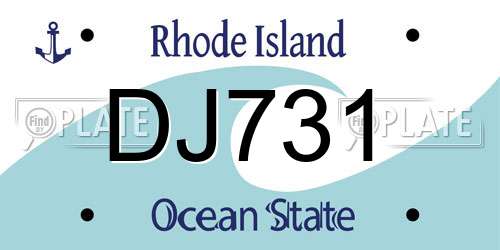 DJ731 Rhode Island License Plate