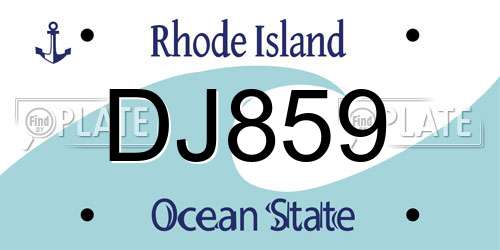 DJ859 Rhode Island License Plate