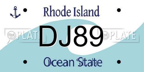 DJ89 Rhode Island License Plate