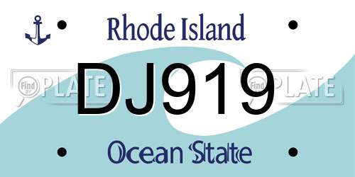 DJ919 Rhode Island License Plate