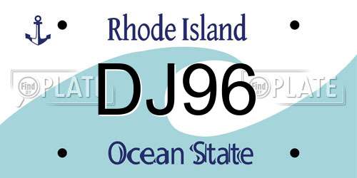 DJ96 Rhode Island License Plate