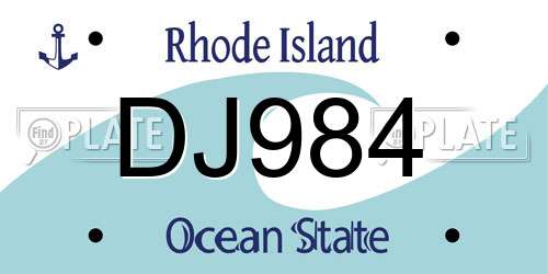 DJ984 Rhode Island License Plate