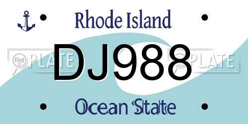 DJ988 Rhode Island License Plate