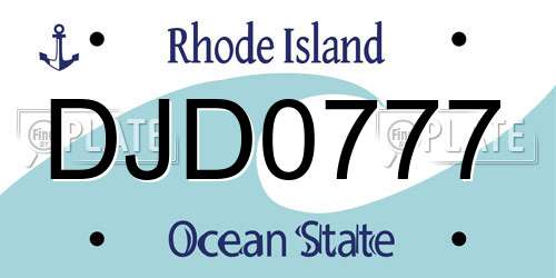 DJD0777 Rhode Island License Plate