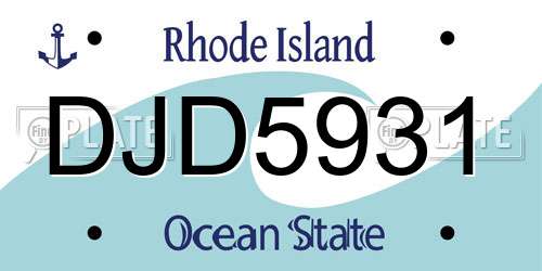 DJD5931 Rhode Island License Plate