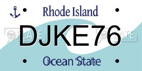 DJKE76 Rhode Island License Plate