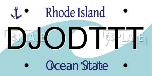 DJODTTT Rhode Island License Plate