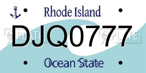 DJQ0777 Rhode Island License Plate