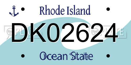 DK02624 Rhode Island License Plate