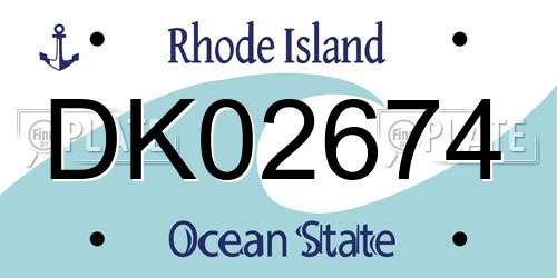 DK02674 Rhode Island License Plate