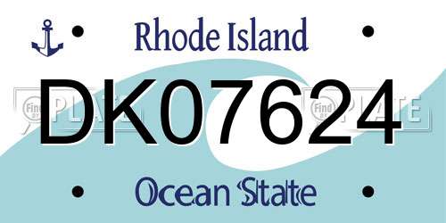 DK07624 Rhode Island License Plate