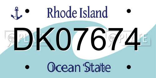 DK07674 Rhode Island License Plate