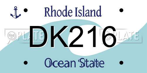 DK216 Rhode Island License Plate
