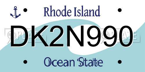 DK2N990 Rhode Island License Plate