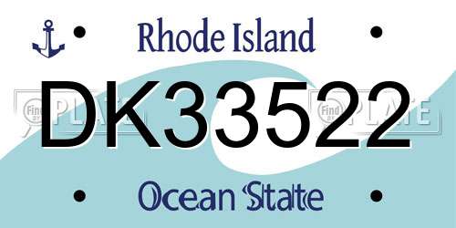DK33522 Rhode Island License Plate