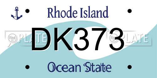 DK373 Rhode Island License Plate