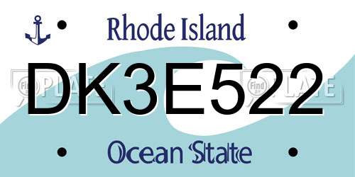DK3E522 Rhode Island License Plate