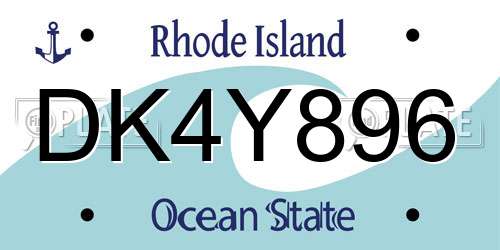 DK4Y896 Rhode Island License Plate