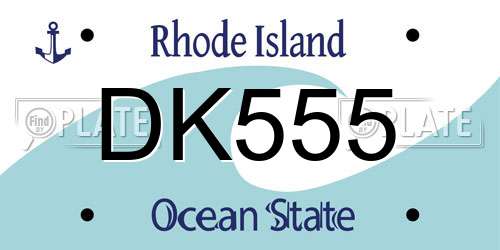 DK555 Rhode Island License Plate
