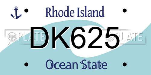 DK625 Rhode Island License Plate